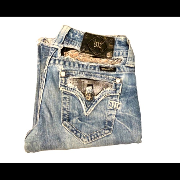 Miss Me Denim - Miss Me light wash boot sparkle jeans embellished